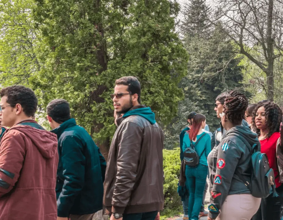 students on educational field trip